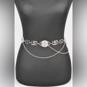 Plus Size Gold or Silver Medallion Chain Statement Belt